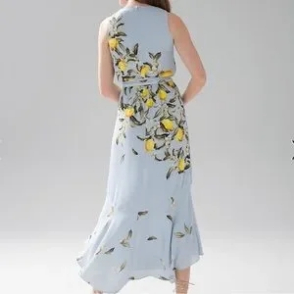 White House Black Market Blue and Yellow High Low Dress - Picture 7 of 8